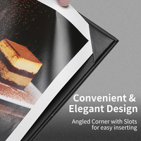 Menu personnalisable à feuilles mobiles, liste de prix, livre de recettes avec pochette transparente, surface en cuir PU gaufré