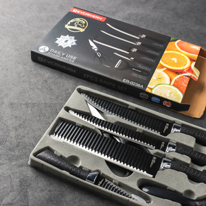 Bộ dao bếp hiện đại 6 món bằng thép không gỉ đen, gốm sứ, tùy chỉnh, bán buôn nhà máy, hộp quà tặng - Product Image 2