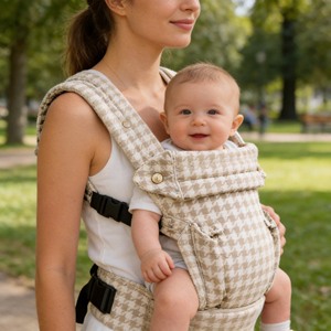 Porte-bébé ergonomique M Position en coton et lin, personnalisé, pour bébés de 0 à 3 ans, certifié EN13209 - Product Image 1