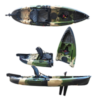Kayak modulaire en plastique pour la pêche en mer, 9,5 pieds, 1 personne, siège unique, deux pièces, avec moteur de 35 lb