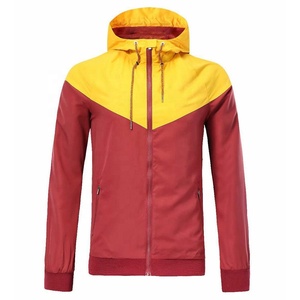 Chaqueta cortavientos para hombre con logotipo personalizado OEM, diseño de bloques de color, ligera, impermeable, con capucha, ropa deportiva informal, chaquetas para correr - Product Image 1