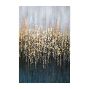 Dipinto Acrilico Moderno Fatto a Mano con Texture in Foglia d'Oro, Quadro Astratto Paesaggistico Decorativo da Parete con Cornice Dorata DL - Product Image 4
