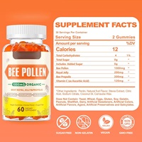Gomitas de Polen de Abeja Sin Azúcar OEM con Jalea Real, Propóleo y Vitamina C, Apoyo Inmunológico Vegano, 60 Unidades