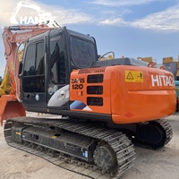 Excavatrice sur chenilles Hitachi 120 d'occasion du Japon, faible nombre d'heures de travail, 12 tonnes, avec godet de 0,52 m³, moteur Isuzu authentique de 66 kW, pour la construction