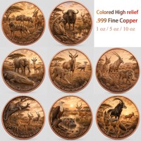Pièce de monnaie en cuivre pur 999 de 5 oz, Série Animaux de la Savane Afrique : Domination de la Prairie, Édition UV en relief coloré, Pièce de monnaie en cuivre