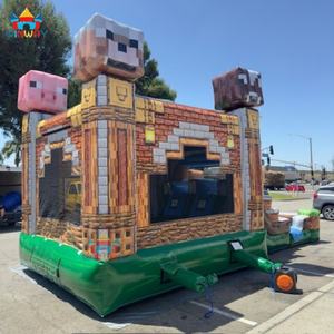 Location de château gonflable commercial WINWAYTOYS Minecraft à double piste, style pixel, en PVC, taille personnalisée, pour le plaisir - Product Image 5