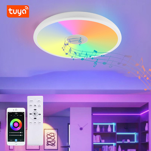 Phòng Ngủ Thông Minh Màu Xanh Điều Khiển Răng Âm Nhạc Đèn 18W Mờ ABS Acrylic Vòng Siêu Mỏng Wifi Ứng Dụng Âm Thanh Tuya <span class=keywords><strong>RGB</strong></span> LED Trần Ánh Sáng - Product Image 4