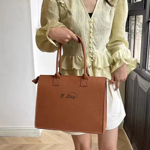 <span class=keywords><strong>Sac</strong></span> fourre-tout en feutre grande capacité avec <span class=keywords><strong>fermeture</strong></span> éclair pour femmes, idéal pour le shopping, le travail, l'école, le bureau, logo personnalisé disponible - Product Image 2
