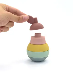Brinquedo sensorial em forma de pêra para bebês, blocos de construção educacionais, brinquedo de empilhamento de silicone macio, brinquedo de dentição molar