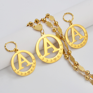 Collares y Pendientes con Iniciales Grandes, Chapados en Oro, Alfabeto de Micronesia de la A a la Z, Joyería con Letras Inglesas # 076921 - Product Image 5