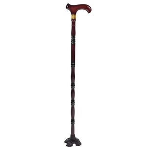 Bâton de marche en bois massif Qimeng pour extérieur, 82-93 cm, à quatre pieds, antidérapant, avec accoudoirs pour personnes âgées - Product Image 1