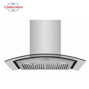 Échappement mural en verre trempé en forme d'arc à commande tactile avec grand débit d'air en acier inoxydable pour la maison et le camping-car. - Product Image 1