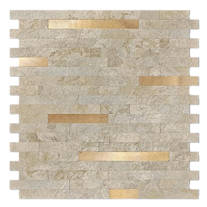 Prêt à expédier : Carrelage mosaïque auto-adhésif moderne en parquet blanc de Carrare pour crédence de cuisine - Product Image 1