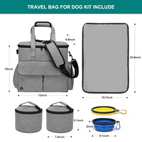 Sac de voyage pliable grande capacité pour chien avec 2 gamelles pliables, durable, léger, portable, multifonction, en tissu Oxford pour animaux de compagnie