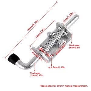 Loquet à ressort en acier au carbone pour porte <span class=keywords><strong>de</strong></span> placard, charnière <span class=keywords><strong>de</strong></span> porte, loquet à broche à ressort pour abri <span class=keywords><strong>de</strong></span> jardin, quincaillerie domestique - Product Image 4