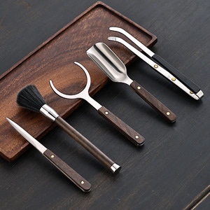 The Five Gentlemen Of <b>Tea</b> Ceremony <b>Tea</b> Tools <b>Set</b> Wooden Handle Brass Kung Fu <b>Tea</b> Accessories For Afternoon <b>Tea</b> - Product Image 2