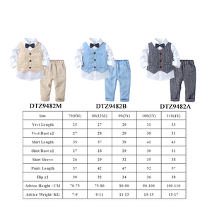 เสื้อผ้าเด็ก3ชิ้นชุดเสื้อผ้าเด็กผู้ชายเสื้อกั๊กชุดสูทสุภาพบุรุษลายทางชุดเด็กวัยหัดเดินพร้อมโบว์ผูก - Product Image 3