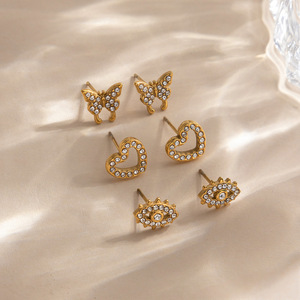 ต่างหูรูปหัวใจประดับเพชรเทียมสแตนเลสชุดเครื่องประดับของขวัญ - Product Image 4