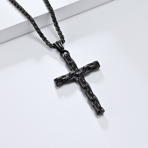 Men's <b>Cross</b> Pendant Necklace Stainless Steel <b>Chain</b> Gold Silver Black Everyday Wear Street Style Accessory - Product Image 4