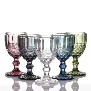 Copas <span class=keywords><strong>de</strong></span> <span class=keywords><strong>Vino</strong></span> Vintage <span class=keywords><strong>de</strong></span> 11 oz, Copas <span class=keywords><strong>de</strong></span> Agua <span class=keywords><strong>de</strong></span> Vidrio <span class=keywords><strong>de</strong></span> Colores, Copas con Patrón en Relieve Único y Colorido, Cristalería <span class=keywords><strong>de</strong></span> Tallo Alto Transparente <span class=keywords><strong>para</strong></span> Bodas - Product Image 3