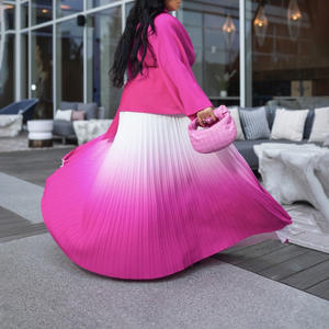 D3297 Dernier Design Tenues d'Automne Africaines pour Femmes <span class=keywords><strong>Haut</strong></span> Irrégulier à Lacets <span class=keywords><strong>et</strong></span> <span class=keywords><strong>Jupe</strong></span> Plissée Dégradée Ensemble Deux Pièces Vêtements pour Femmes - Product Image 5