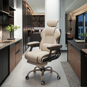 Chaise de bureau exécutive ergonomique au design moderne avec <span class=keywords><strong>repose</strong></span>-pieds, dossier haut, en cuir PU, pivotante et inclinable, pour le bureau à domicile - Product Image 4