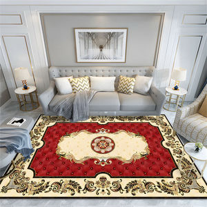 Tapis rectangulaire traditionnel à motifs floraux rouge beige pour salon, antidérapant, fabriqué à la machine, synthétique, à poils ras - Product Image 6