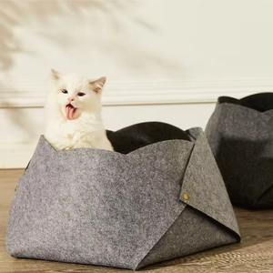 Modern Premium Large Felt Foldable Cat & Dog <b>Bed</b> <b>House</b> with Removable & Washable Scratching Pad and Polyester Fill - Product Image 5