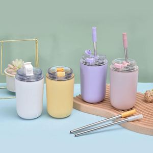 School Portable Mini Stainless Steel Tumbler with Straw Travel Vacuum <b>Hot</b> <b>Drinks</b> Reusable Coffee Mug Wedding Insulated - Product Image 2