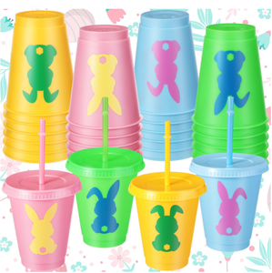 <strong>Easter</strong> <strong>Cups</strong> Bulk with Straw and Lid 16 Oz Reusable Plastic Ice Coffee <strong>Cups</strong> for Wedding Anniversary <strong>Easter</strong> Party Supplies - Product Image 1