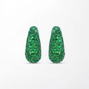 Pendientes de Tsavorita Verde Jardín de 5.85 Ct con 465 Piedras Naturales, Pavé de Gemas, Oro Amarillo de 14K, Cobertura Completa Lujosa - Product Image 1