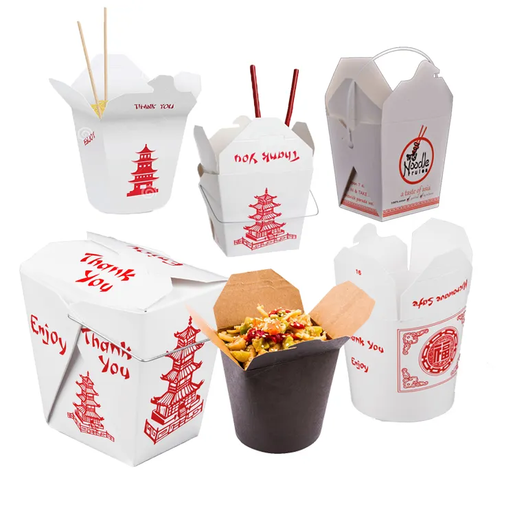 Biodegradable Customized Eco Friendly Disposable Kraft Paper Lunch Pasta Rice Food Chinese Noodle Takeaway Kebab Doner Box