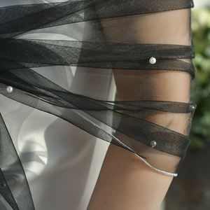 YouLaPan VG91 Popular capa de mujer de una pieza perla tul Crop Top boda fiesta vestido de noche chal nupcial Bolero - Product Image 6