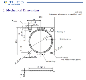 Puce LED COB Haute Puissance Citizens CLU048-1818C4-50AL7M4-F1 CRI70 13162LM 5000K Blanc Froid 263W Ra80 Garantie 3 Ans 120° de Vision - Product Image 6
