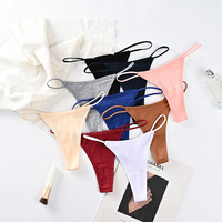 Tanga de Algodón para Mujer, Cintura Baja, Color Sólido, Suave y Transpirable, Ropa Interior para Uso Diario, Lencería, Paquete Múltiple