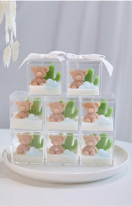 Vente en gros de bougies mignonnes en forme d'ours en peluche mini cactus fleurs parfum cadeaux bougies pour cadeaux de fête bébé garçon bébé fille cadeaux de banquet - Product Image 5