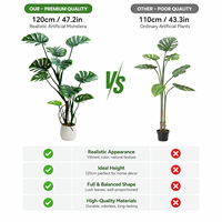 Plantes artificielles Monstera Deliciosa en plastique de 1,20 m pour la décoration DIY du sol à la maison, sur la véranda, dans le jardin, au bureau et au magasin