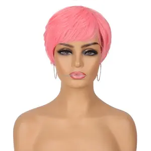 Pixie peruca encaracolada para mulheres, peruca sintética para cosplay, cabelo sintético curto, corte pixie