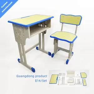 Junqi Meja Sekolah Anak Kelas Logam Sepenuhnya Dibongkar Kursi Sekolah dengan Meja Set Furnitur Sekolah Meja dan Kursi Siswa