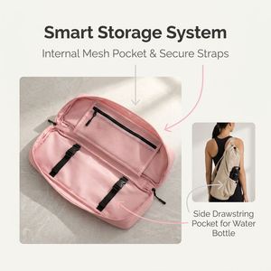 Sac de rangement sportif multifonctionnel en stock avec compartiment humide inférieur et poche pour bouteille d'eau pour tapis de yoga et de cyclisme - Sangle de transport - Product Image 2