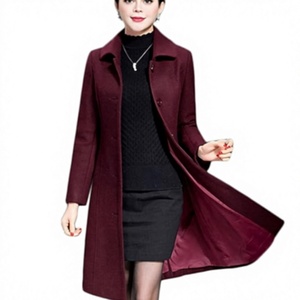 Abrigo Largo Ligero Ecológico de Mezcla de Poliéster para Mujer, Estilo Gabardina, Doble Botonadura, Solapa Larga, Abrigo de Invierno, OEM Personalizado - Product Image 1