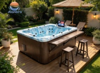 Bak Mandi Whirlpool Akrilik Besar Model Berdiri Sendiri dengan Multi Jet Pijat Udara, Lampu Warna-warni, Air Terjun, dan Kontrol Komputer