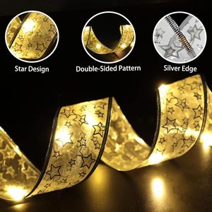 Décorations de sapin de Noël, <span class=keywords><strong>ruban</strong></span> lumineux <span class=keywords><strong>LED</strong></span>, guirlande lumineuse IP44 rechargeable, télécommande, alimentation par piles, fil de cuivre, intérieur - Product Image 3