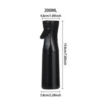 Botella de Spray Continuo de Alta Presión para Barbería, 200 ml, a Prueba de Fugas, con Gatillo Negro, Forma de Cilindro, PP/PET
