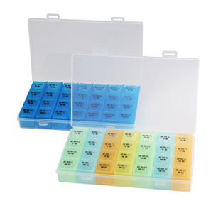 Pilulier portable anti-poussière en PP, nouveau matériau ABS transparent coloré, boîte de rangement pour médicaments rectangulaire à sept jours - Product Image 5