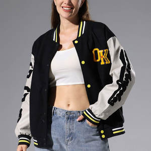 Blouson universitaire imprimé tendance pour femme, coupe oversize, en tissu durable, respirant et à séchage rapide, style streetwear hivernal - Product Image 3