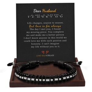 Nouveau bracelet en cuir tressé à la main à trois couches avec pierre naturelle, motif <span class=keywords><strong>code</strong></span> <span class=keywords><strong>Morse</strong></span> - Product Image 2