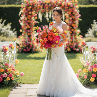 Zike Farbenfrohe Braut Hochzeit Künstliche Dekoration Realistische Kunstblumen Sträuße Anpassbare Rosa Orange Quinceanera Dekor