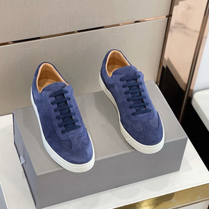 <span class=keywords><strong>Chaussures</strong></span> de marche décontractées pour hommes, style britannique et européen, tendance automne 2026, en cuir véritable perforé et respirant, à lacets plats - Product Image 1