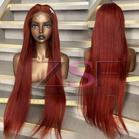 Perruques en cheveux humains longs et raides, couleur roux cuivré, avec frange, coupe dégradée, brun rougeâtre, en cheveux vierges, pour femmes noires, vente en gros
